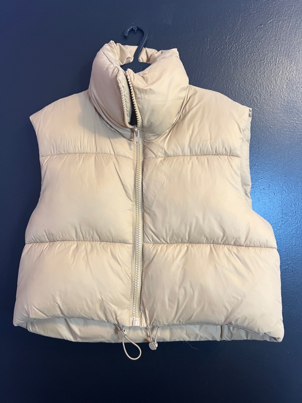 Camel Color Cropped Puffer Vest